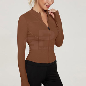 Premium Women <b>Yoga</b> <b>Jacket</b> Quick Dry Soft Touch Material Long Sleeve Slim Fit Zippered Sports <b>Jacket</b> For <b>Yoga</b> - Product Image 2