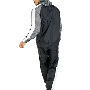 Survêtement à capuche pour homme, manches longues, style sportif bicolore, respirant, pour l'automne, coupe classique avec poches latérales - Product Image 2