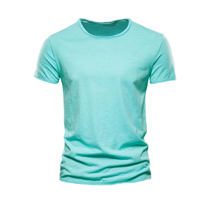 T-shirts pour hommes durables 100% coton biologique gaufré respirant poids lourd solide sérigraphie numérique mélange de styles en vrac Stock - Product Image 2