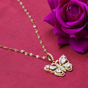 Collar con Colgante de Mariposa Chapado en Oro de Plata Esterlina 925 con Circonita Cúbica de Corte Pera y Cadena de Labios, Joyería al por Mayor para Mujer, Regalo para Fiesta - Product Image 6