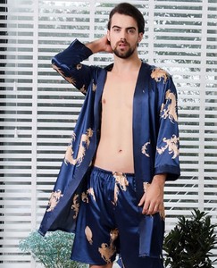 Peignoir élégant à manches longues en polyester/coton doux, avec fermeture élastique à la taille, pour homme et femme, idéal été comme hiver - Product Image 6