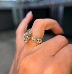 3ct Marquise Cut Labgrown Engagement <b>Ring</b>, 14k Gold Twisted Pave Band <b>Ring</b>, Igi Certified. - Product Image 3