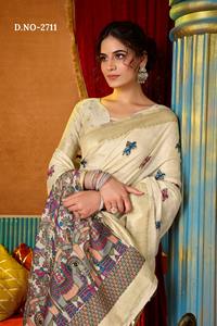 Nuevo Diseño de Moda en Ropa y Accesorios, Ropa Étnica, Sari de Seda para Mujer, Sari Listo para Usar - Product Image 2