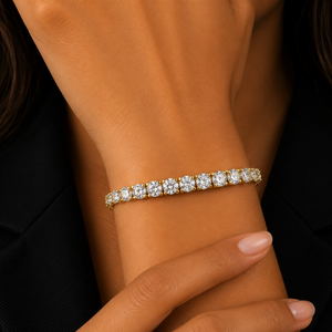 Round Cut Lab Grown Diamond Chain <b>Bracelet</b> 14K 18K <b>Solid</b> Gold DEF VVS Graduated Diamond <b>Bracelet</b> Wedding Fine Jewelry for Women - Product Image 2