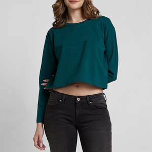 Custom Womens Cropped Hoodie Sweatshirt Blank Hooded <b>Top</b> OEM ODM Wholesale Manufacturer Supplier - Product Image 3