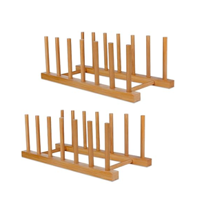 Support à assiettes en bois pour cuisine – Égouttoir de rangement autoportant – Décoration de table à manger - Product Image 3