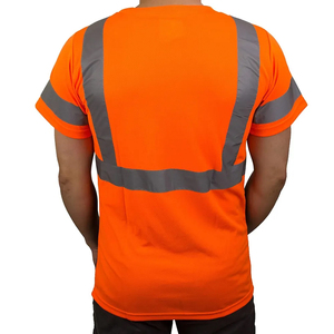 เสื้อยืดทำงานแบบมีแถบสะท้อนแสงสำหรับงานก่อสร้าง ยี่ห้อ Clush Industries ผลิตจากโพลีเอสเตอร์/คอตตอน ระบายอากาศได้ดี  แบบยูนิเซ็กซ์  รับสกรีนลายด้วยความร้อน - Product Image 3