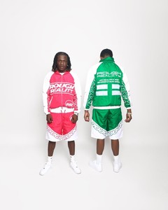 Premium Green Pink and <b>Red</b> Nylon Streetwear Windbreaker Set with Contemporary Silhouette Four Season Unisex - Product Image 3