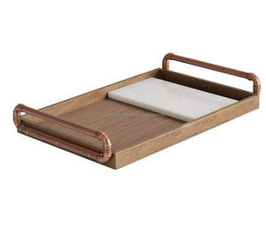 Plateaux de service décoratifs élégants en bois, plateau de petit-déjeuner multifonctionnel en bois, plateau de service en bois d'acacia - Product Image 3