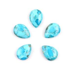 Fournisseur en gros de turquoise bleue Mohave authentique, cabochon en forme de poire 10x14mm, pierre naturelle en vrac pour la fabrication de bijoux DIY - Product Image 1