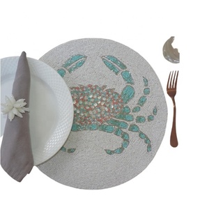 <b>Placemats</b> for Dining Table Luxury Decent Look Rose Flower Design Embroidered <b>Glass</b> Beads <b>Placemats</b> Wholesale Price Seller - Product Image 4
