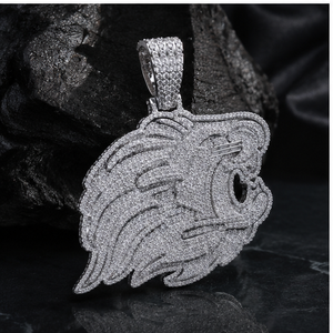 Men's Hip Hop <b>Style</b> Custom Bling Lion <b>Head</b> Face Fully Iced 925 Sterling Silver Moissanite Diamond fine jewelry Necklace Pendant - Product Image 6
