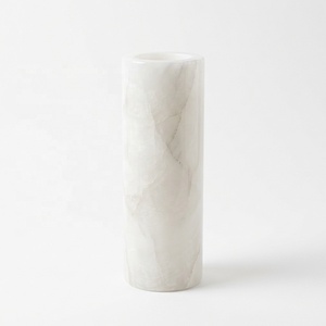 Vase cylindrique en onyx blanc naturel fait main, tube droit, vase à fleurs en pierre, vente en gros, logo personnalisé, décoration intérieure, vase à fleurs en résine - Product Image 1