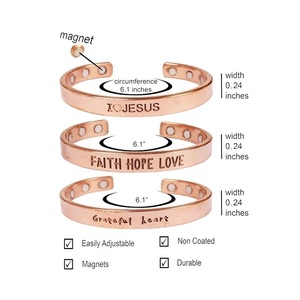 Pack de bijoux de réflexion quotidienne en cuivre pur, avec trois bracelets de thérapie magnétique multi-aimants et phrases motivantes gravées - Product Image 4