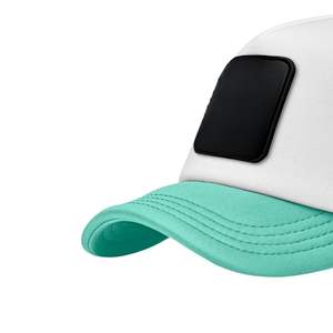 Casquette trucker personnalisée bleu sarcelle et blanc, haute qualité, 5 panneaux, devant en mousse, dos en mesh, fermeture snapback, pour l'été, la plage et les sports. - Product Image 3