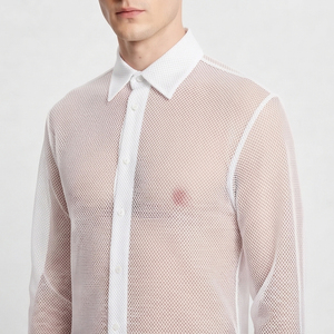 Transparent Button Sheer <b>Shirts</b> <b>Mens</b> Summer Lightweight Sexy Clubwear <b>Shirt</b> <b>Mens</b> Quick Dry 100% Polyester <b>See</b> <b>Through</b> <b>Shirts</b> <b>Men</b> - Product Image 5