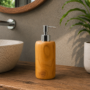 Distributeur de savon ARTERRA en teck durable de qualité supérieure avec pompe en acier inoxydable, rechargeable, étanche, décoration de villa - Product Image 5