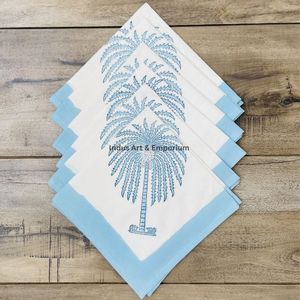 Indus Art Emporium - Mantel Individual Clásico Hecho a Mano de Algodón Fino con Estampado de Palmeras y Borde Geométrico, Lavable a Máquina, Personalizable para el Hogar - Product Image 5