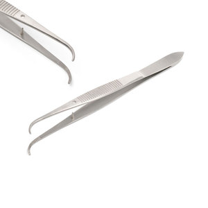 Medical Uses Customized Logo Stainless Steel Surgical Adson-Brown Tissue and Grasping Forceps 12 cm / 4.7", curved, 7x7 <b>Teeth</b> - Product Image 4