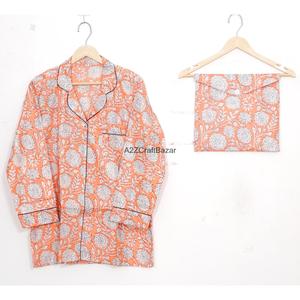 Ensemble de pyjama pour femme, 100% coton, fait main, toutes saisons, parfait pour les fêtes, manches longues, motif floral, vêtements de maison, confortable - Product Image 2
