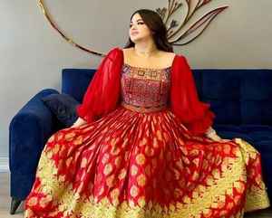 Robes de mariée de luxe en coton, soie et mousseline, robe afghane pour filles, motif floral pour mariages et occasions festives, toutes tailles - Product Image 2