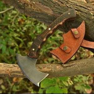 Tomahawk artisanal, manche en bois de frêne sculpté, lame pleine longueur, étui en cuir, pour la sculpture et la sculpture sur bois - Product Image 2