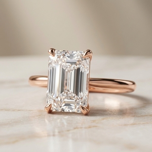 Anillo de Compromiso Clásico de Oro Rosa de 1.5mm con Engaste de 4 Puntas, Claridad VVS VS, Certificado IGI, Esmeralda, Regalo de Boda Perfecto - Product Image 4