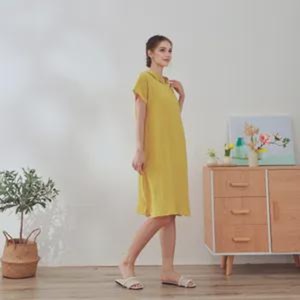 Robe Mi-Longue en Mousseline de Coton Bio Légère à Manches Courtes, Taille Haute, Respirante, Style Vintage, Confortable pour la Maison, Personnalisable, Grandes Tailles - Product Image 3
