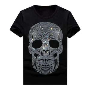 Camiseta OEM para Hombre, Sólida, 180G, con Pedrería, Cuello Redondo, Manga Corta, Tejido de Punto, Estilo Hip Hop, Logotipo Frontal Impreso - Product Image 6