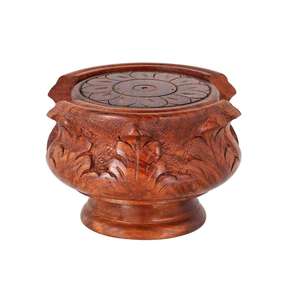 Wooden <b>Drink</b> <b>Coasters</b> with Holder Solid Round for Coffee Table Bar Kitchen Office Stylish Beverage Perfect Housewarming Gift - Product Image 2