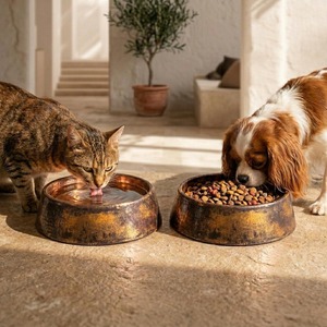 Tazón de Comida para Perros de Cobre Pulido Ecológico de Primera Calidad para Jardín y Hogar, Tazones de Lujo para Comer Lentamente, Plato de Comida Personalizado - Product Image 1