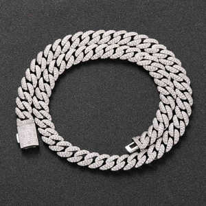 Luxury Iced Out Cuban Link Hip Hop Chain White Gold Finish Classic <b>Statement</b> <b>Necklace</b> for Men Women Everyday Fashion Wear - Product Image 2
