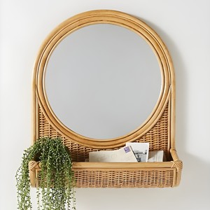 Handmade High Quality <b>Cheap</b> Price Rattan <b>Framed</b> Mirror Wall Decor Shelf - Product Image 2