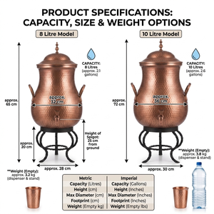 Distributeur de boissons en cuivre martelé artisanal avec couvercle, robinet et support en fer pour la maison, l'hôtel, le restaurant, la restauration, la vente en gros, en vrac, B2B - Product Image 5