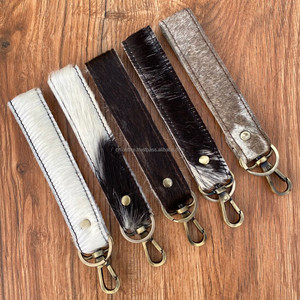 Western Cowhide Leather Keychain Wristlet-Personalized <b>Key</b> Fob-Cowgirl Car <b>Key</b> Wristlet Wrist-Strap Keychain Carabiner <b>Key</b> Clips - Product Image 2