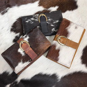 Nouveaux vrais cheveux faits à la main sur cacher portefeuilles pour femmes portefeuille mince à deux volets en cuir Snap fourrure pochette sac à main vraie vache cacher fourrure sac à main portefeuille - Product Image 4