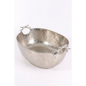 Antique <b>Champagne</b> Wine Cooler With Antler Handle Aluminum Distressed Silver Finish Luxury Party Beverage Tub For Wedding & Party - Product Image 3