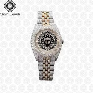 Montre de luxe Charm_Jewels en acier inoxydable, boîtier carré 40 mm, cadran incrusté de diamants, mouvement mécanique analogique, étanche 10 bars - Product Image 1