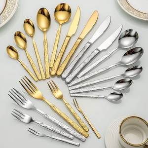 Ensemble de couverts modernes en or rose, finition mate, résistant à la rouille, couteau, fourchette, cuillère, vaisselle de mariage - Product Image 3