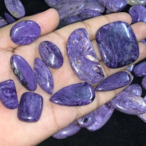 Cristal Curativo Natural, Charoita Violeta Tratada con Calor, Cabujón Suelto, Formas Mixtas, Juego de Colores, Joyería de Alta Calidad - Product Image 4
