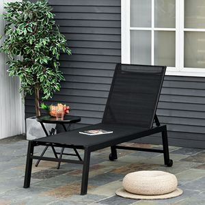 Sdraio Nera Regolabile con Ruote e Schienale Traspirante per Prendere il Sole nel Patio - Product Image 2