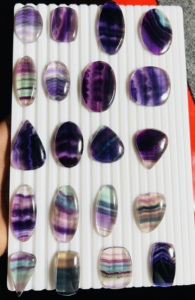 Wholesale Trimurti <b>Gems</b> Natural Multi Purple Fluorite Crystal Cabochon AAA+ Loose <b>Stone</b> Custom Jewelry Making <b>Fire</b> Effect - Product Image 3