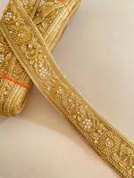 Nouvel Arrivage – Tissu en filet 100 % polyester de haute qualité, style traditionnel indien vintage, broderie métallique effet miroir, garniture en dentelle