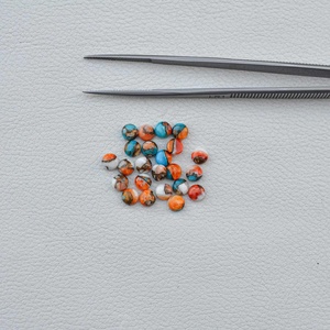 Cabochons ronds plats en turquoise naturelle de haute qualité de 4 mm, pierres précieuses brutes fabriquées à la main, calibrées, meilleur fournisseur de bijoux - Product Image 1