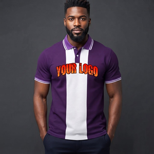 Camiseta polo hip hop para hombre, fabricada por OEM/ODM, 100% algodón piqué, tejido transpirable, suave al tacto, cómoda, con logotipo bordado personalizado. - Product Image 1