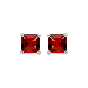 925 Sterling Silver Asscher Cut Natural <b>Garnet</b> Vintage Stud <b>Earrings</b> Claw Setting Octagon Gemstone Birthstone Jewelry for Women - Product Image 1