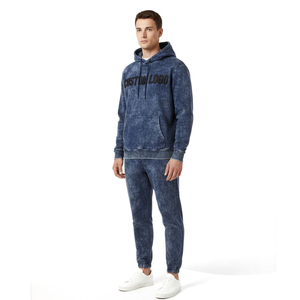 Conjunto Deportivo de Invierno 2026, Color Azul Marino, Lavado Ácido, Transpirable, para Hombre, Estilo Urbano, Felpa de Algodón Grueso, Marca Personalizada, Estilo Casual - Product Image 3