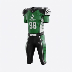 Green Black American Football <b>Padded</b> Jersey and <b>Pants</b> Set Team Uniform with Player Plus Size Number Sublimated Sportswear - Product Image 4