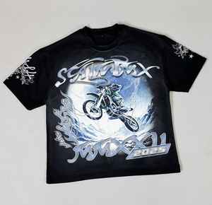 เสื้อยืดคอตตอนเจอร์ซีย์หนานุ่มสไตล์วินเทจสีดำฟอก  ลายกราฟิกประดับคริสตัล  งานพิมพ์ DTG ระบายอากาศได้ดี แขนสั้น - Product Image 2
