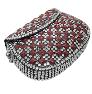 FAIZA CRAFT <b>Silver</b>-Plated Metal White Mosaic Fashion Clutch <b>Bag</b> Women <b>Evening</b> Party Wedding Designer Luxury Hard Case Statement - Product Image 5